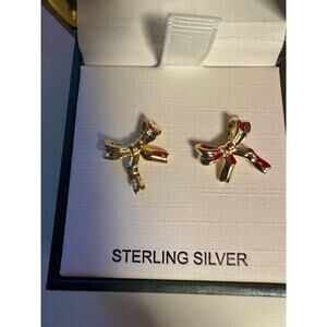 Charlotte and Lexi Bow Earrings Gold with Sterling Silver posts NWT Coquette